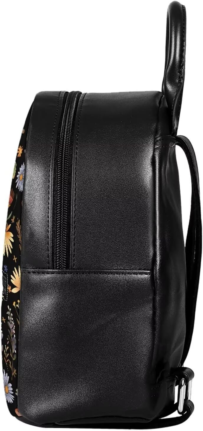 Moth Backpack for Women PU Leather Shoulder Bag Fashion Mini Backpack Purse College Daypack Shopping Hiking Rucksack Casual Tote Handbags for Shopping Dating Travel Gifts