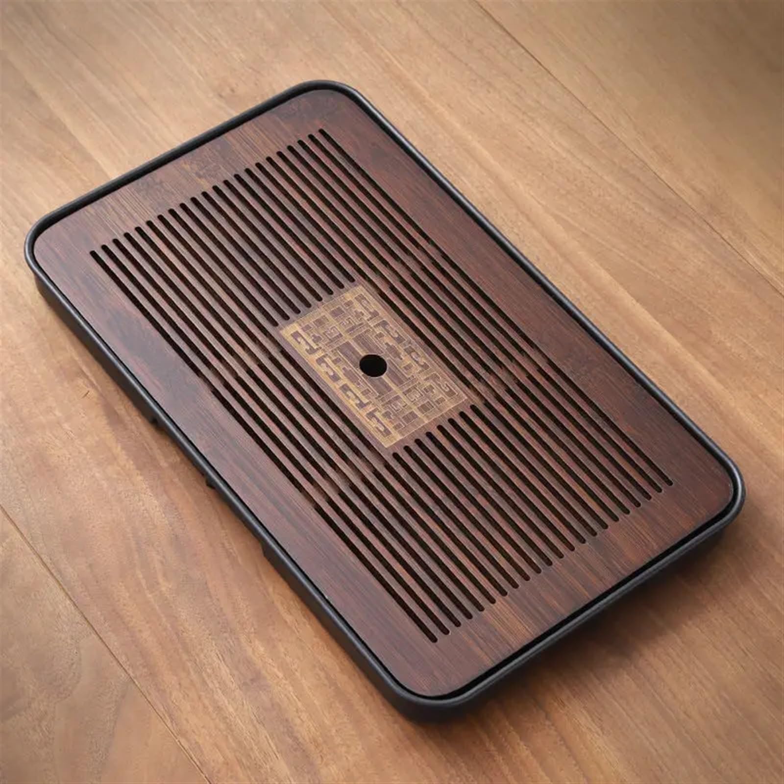 Bandeja Bandeja de Madera for Bandeja de té, Tablero de Juego de té de Drenaje a pequeña Escala, Suministros rectangulares, 3 Estilos, Negro(Brown02)