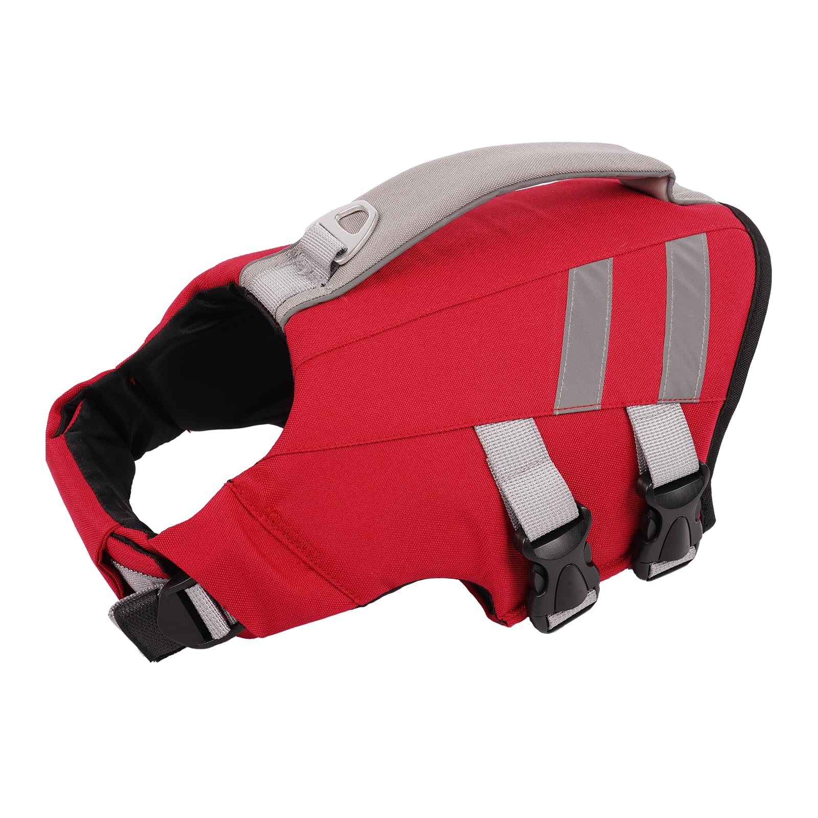 Hjyokuso Dog Life Jacket Large, Reflective Dog Life Vest for Swimming, Adjustable Dog Buoyancy Aid with Rescue Handle, Lightweight Dog Float Jacket for Large Dogs Red 2XL