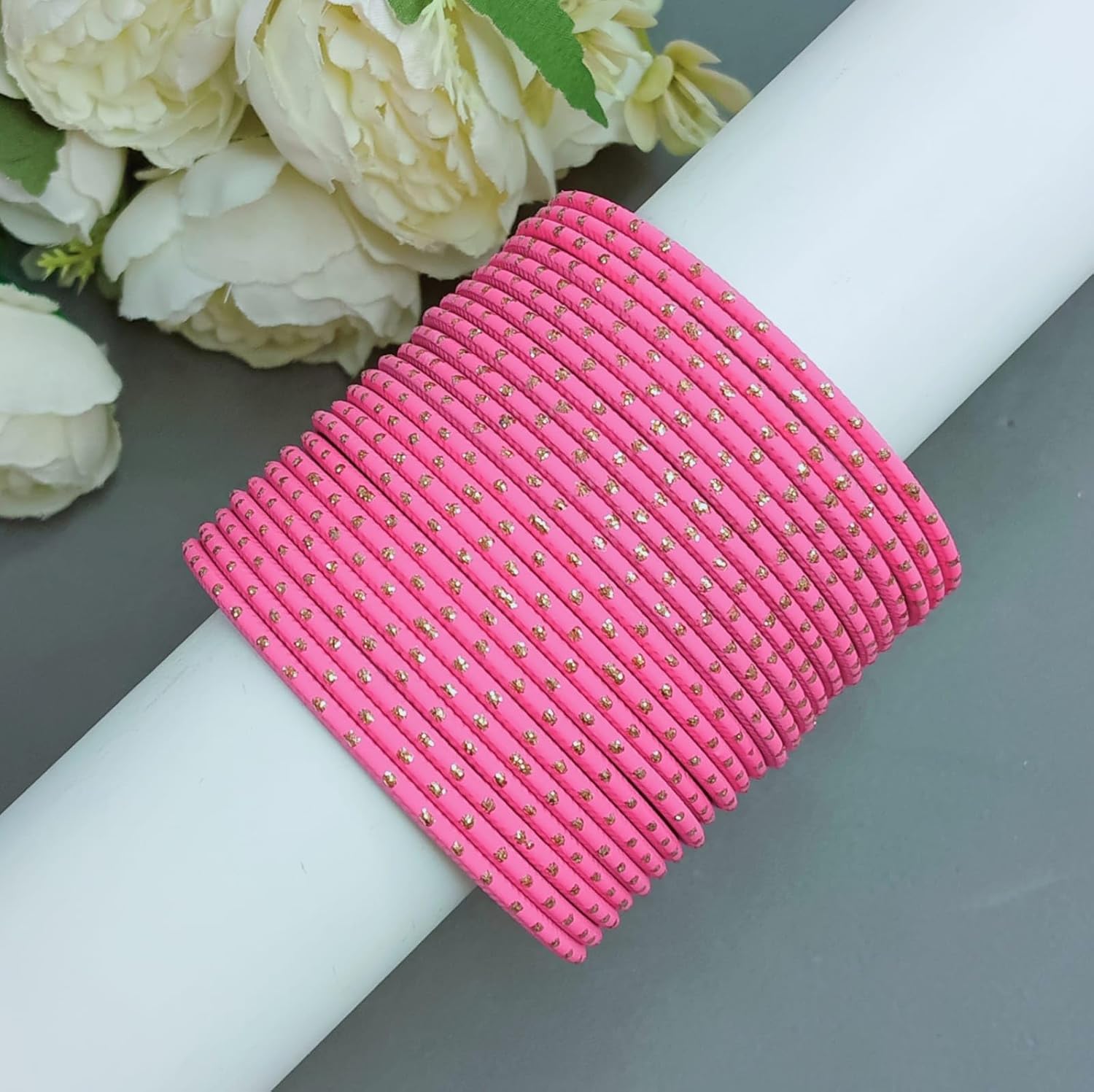 Efulgenz Indian Bangles Set Bollywood Plain Metal Bangle Bracelets Wedding Bangles Costume Jewelry for Women (24 Pcs) Size 2.4 - Image 2