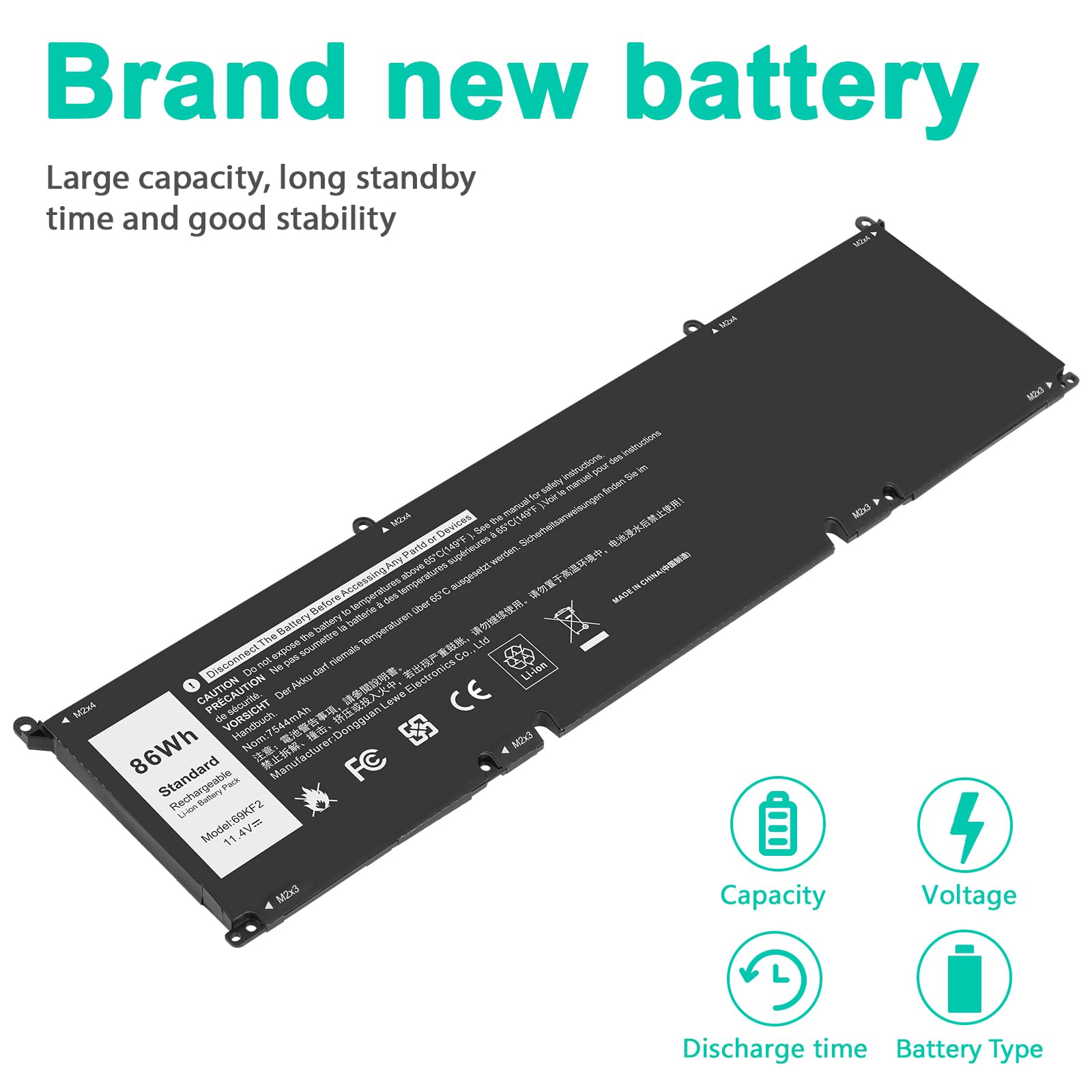 ASUNCELL 11.4V/86Wh 69KF2 Batteria del computer portatile per Dell XPS 15 9500 9510 9520 9530 Series, Precision 5550 5560 5570, G15 5510 5511 5520, per Alienware M15 R3 R4 R5 R6, per Alienware M16 R1