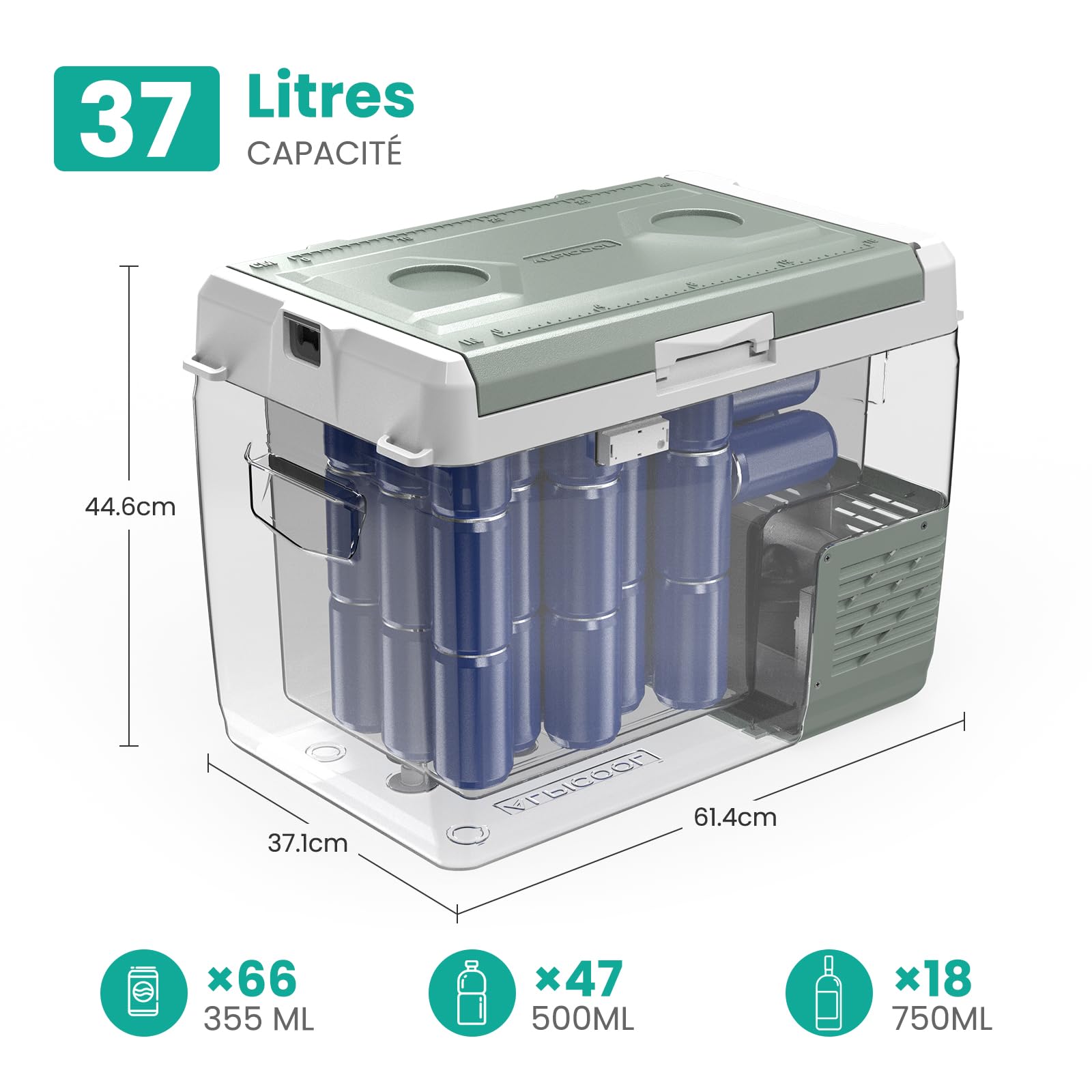 Alpicool GC40 37L Réfrigérateur de Voiture, Glaciere Electrique Portable Neuve 2026,12V/24V DC 100-240V AC,Glacière à Compression pour Camping,Voyage en Voiture,-20℃-20℃,Plateau à Glaçons Offert