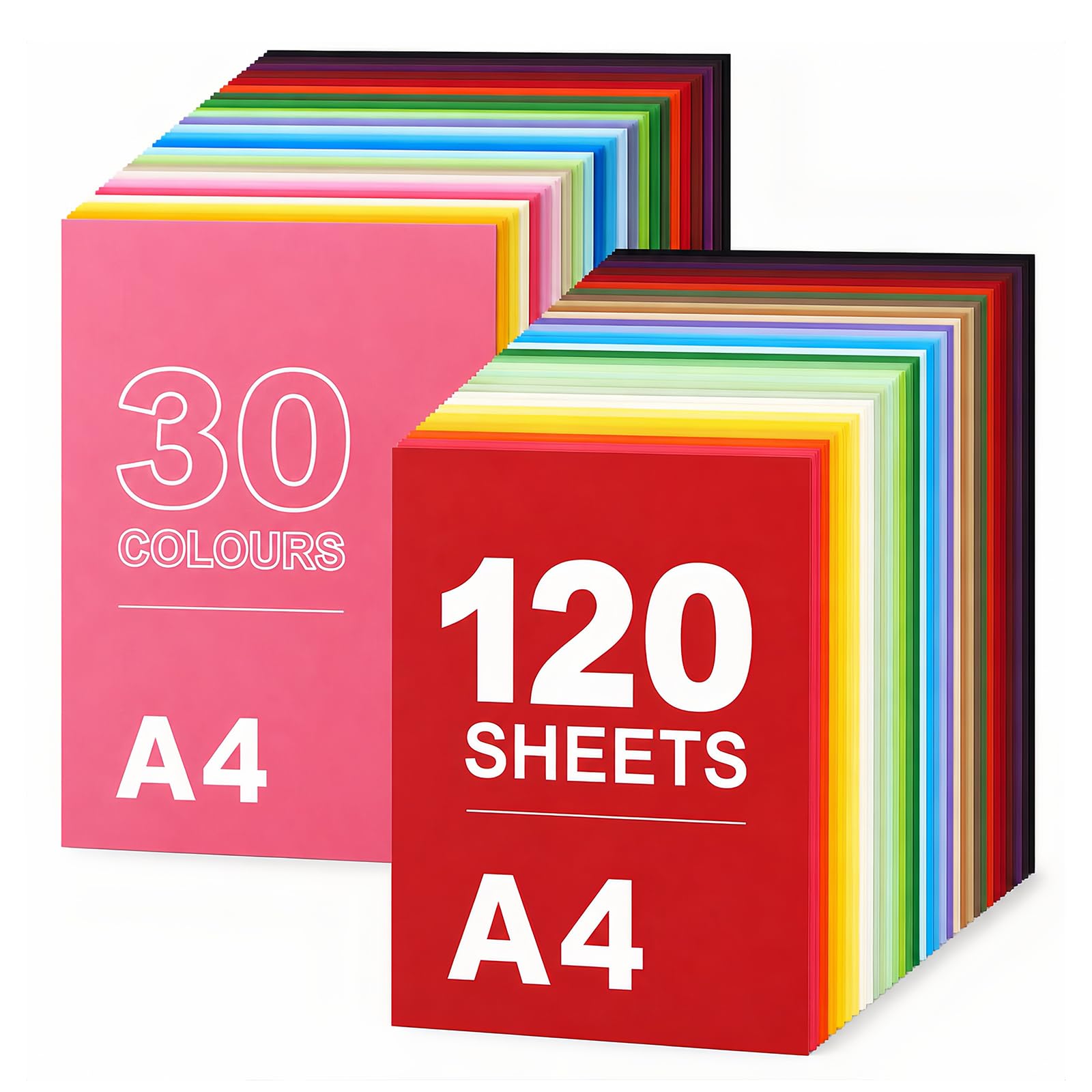 Coloured Card, 120Pcs Coloured Card Paper a4 30 Assorted Colours