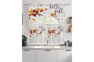 Fall Kitchen Curtains and Valances Set of 3