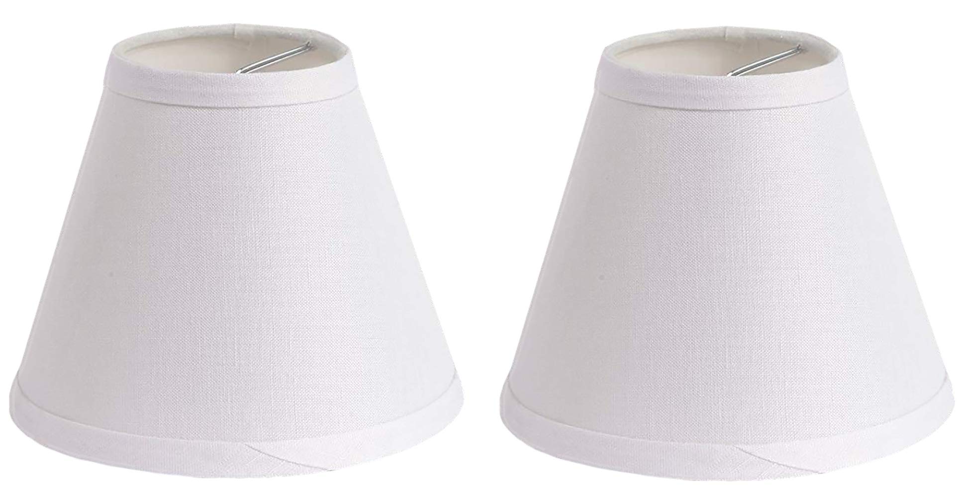 Urbanest 100% Linen Chandelier Lamp Shades, 6-inch, Hardback Clip On, White(Set of 2)