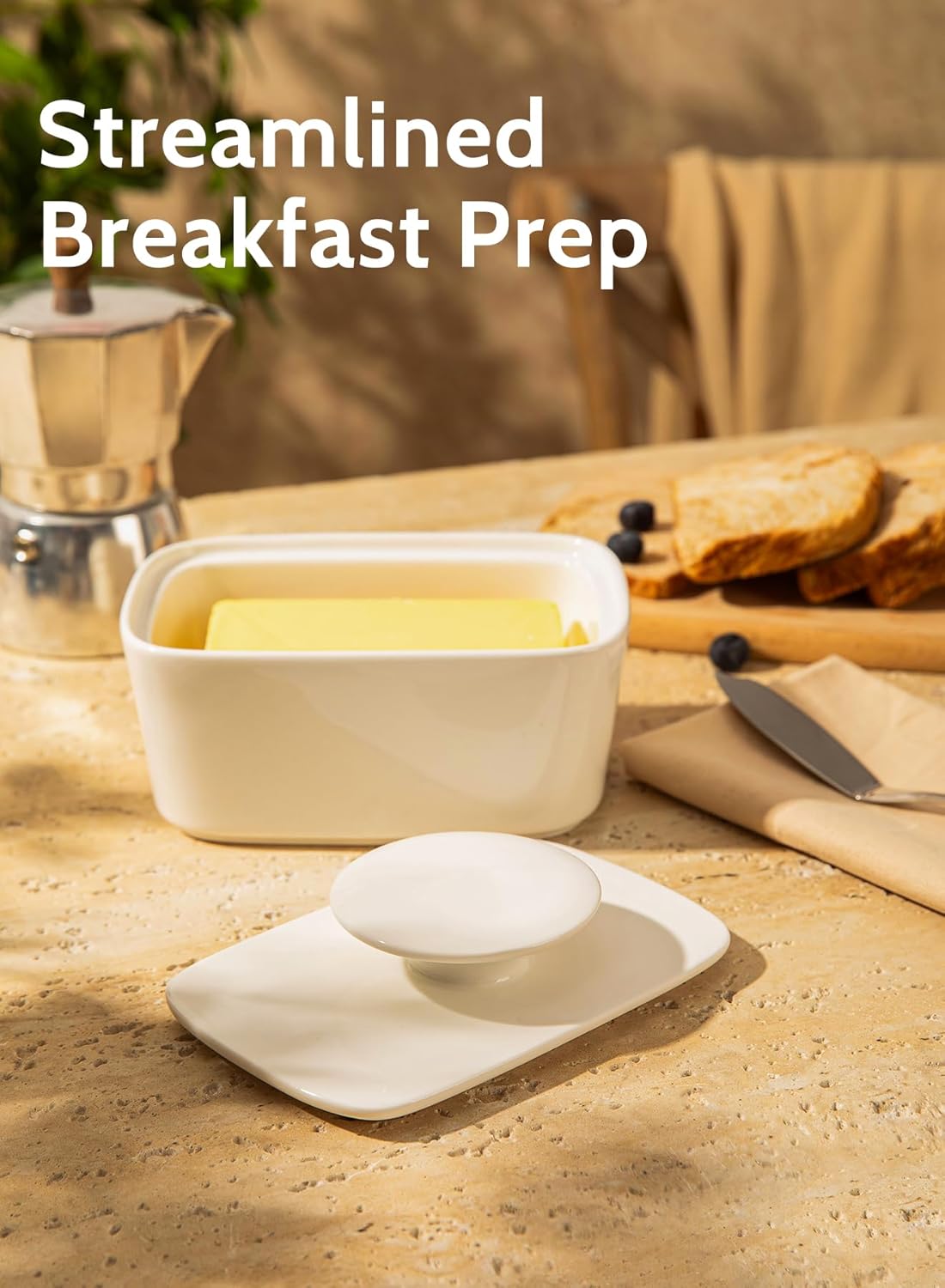 Sweese Large Ceramic Butter Dish with Lid for Countertop