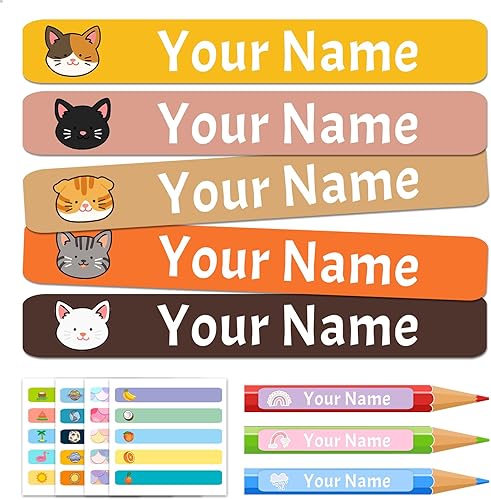 Miniatura 18 de Calcomanías de nombre para niños, 100 unidades, etiquetas personalizadas, impermeables, suministros escolares, etiquetas con nombre para botellas