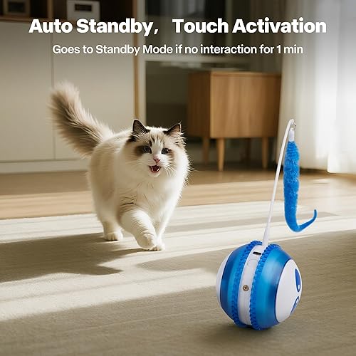 Miniatura 6 de Pet Prime Juguete interactivo para gatos activado por movimiento, juguete láser automático con canto de pájaro, juguetes de estimulación de