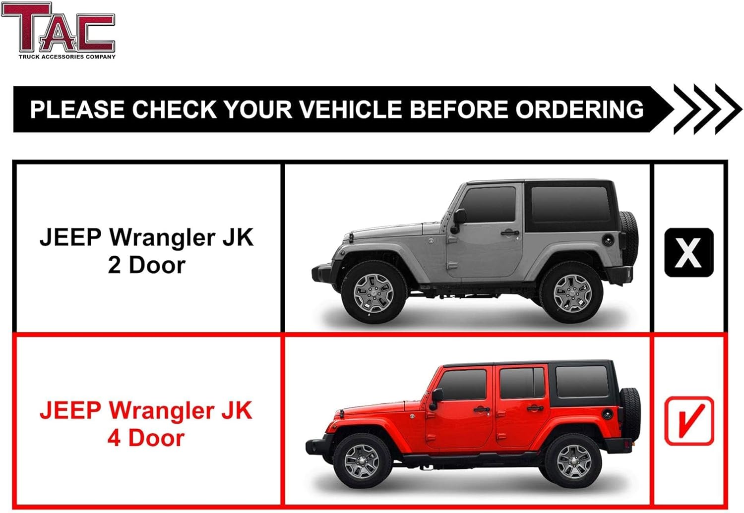 TAC Sidewinder Running Boards Fit 2007-2018 Jeep Wrangler JK 4 Door SUV 4” Drop Fine Texture Black Side Steps Nerf Bars Rock Slider Armor Off-Road Accessories (2pcs)