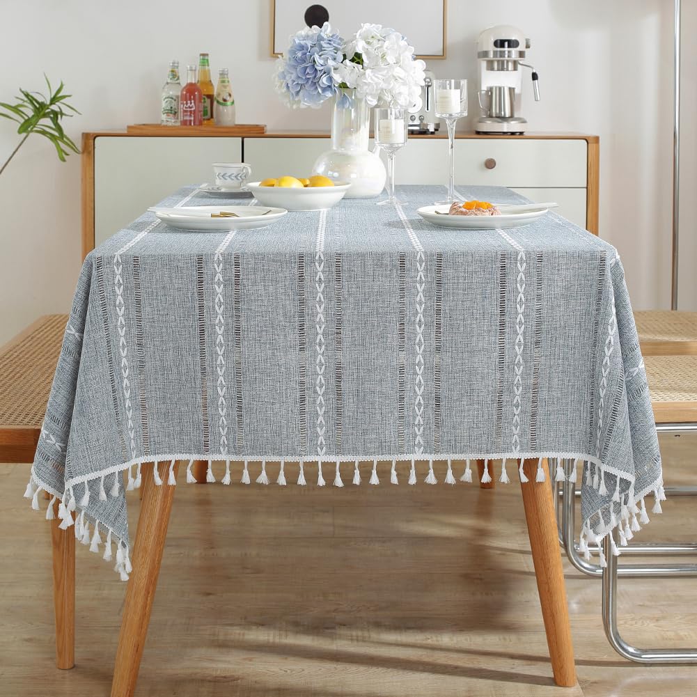 Nappe rectangulaire grise meioro pour grande table de salle à manger conviviale
