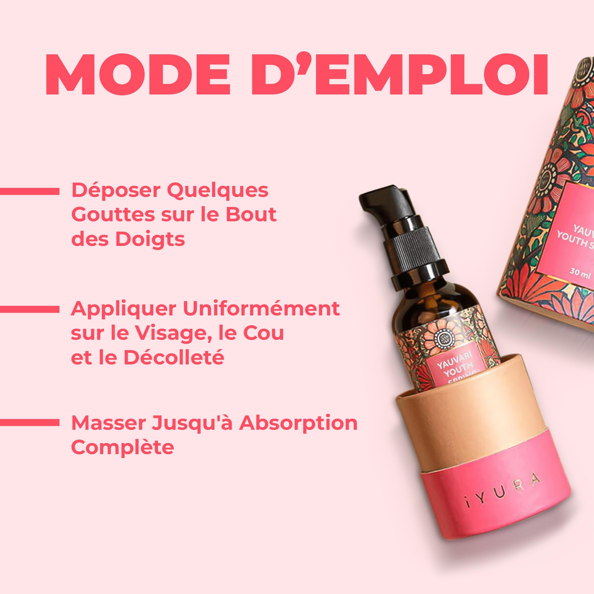 iYURA Yauvari Sérum Anti-Âge Visage, Cou & Décolleté | Hydratant Vegan au Gramme Noir | Peaux Sèches & Matures | Réduit Rides & Ridules | Soin Naturel Ayurvédique | 30ml