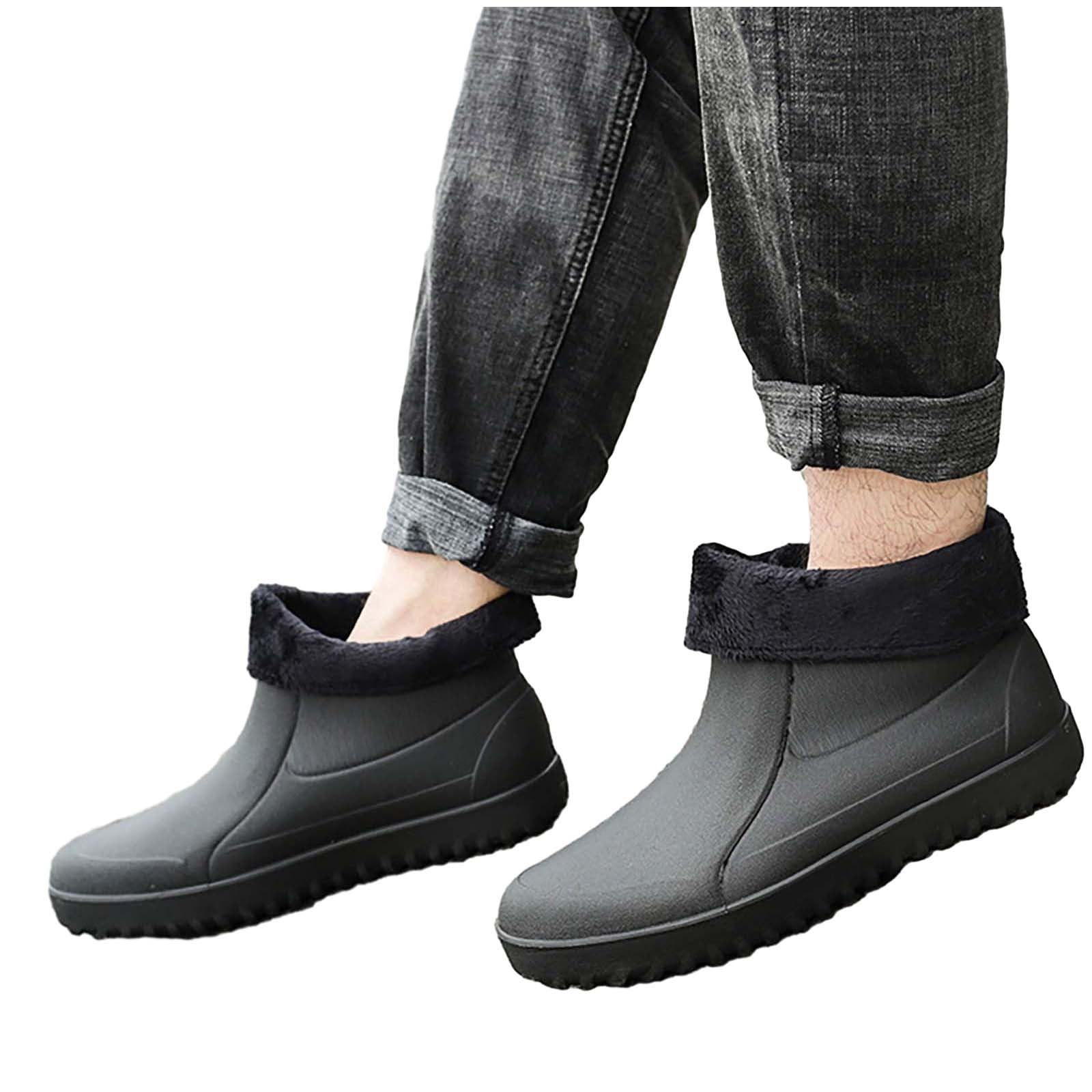 Generisch Zapatos de goma impermeables para hombre, botines de cuero para hombre, zapatos de lluvia antideslizantes para verano, botas impermeables para días lluviosos, botas de jardín, botas de goma