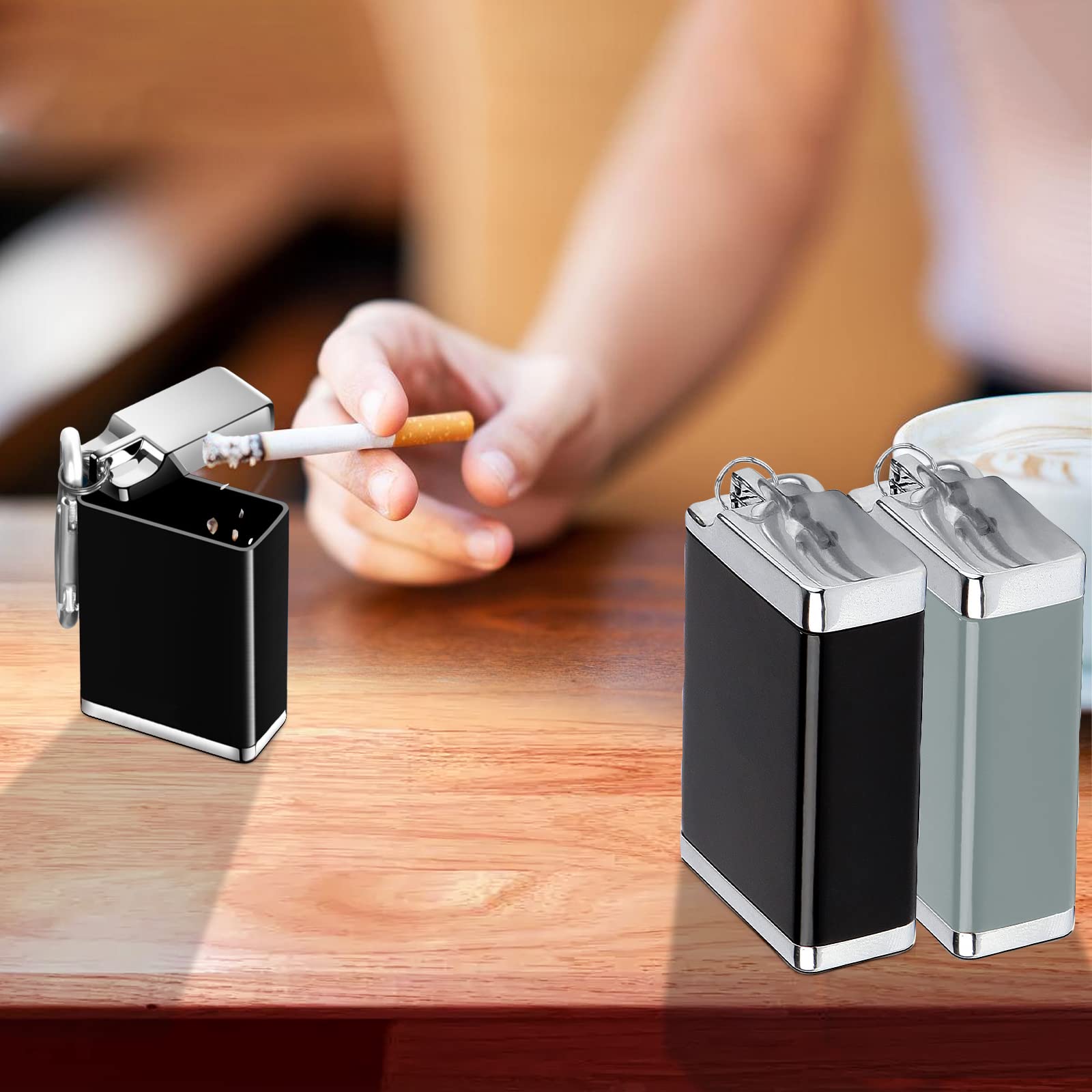 Mini Cendriers De Poche Anti-odeurs - Lot De 2, Avec Crochet - Résistant à La Chaleur, Portable - Pour Fumeurs En Déplacement - 6