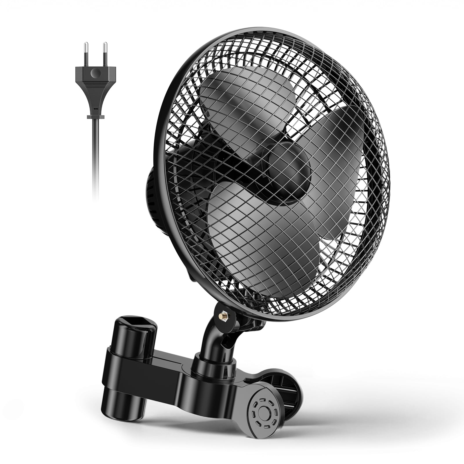 Ventola di crescita da 20 W con clip, ventilatore sedile posteriore auto 2 velocità (1500/2100 giri/min), oscillazione verticale di 120° e orizzontale di 90°, morsetto regolabile
