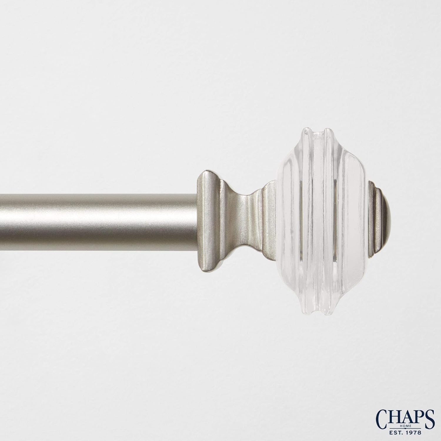 Chaps Stacked Square ¾” Diameter Window Curtain Rod and Finial Set, 66"-120", Matte Nickel : Home & Kitchen