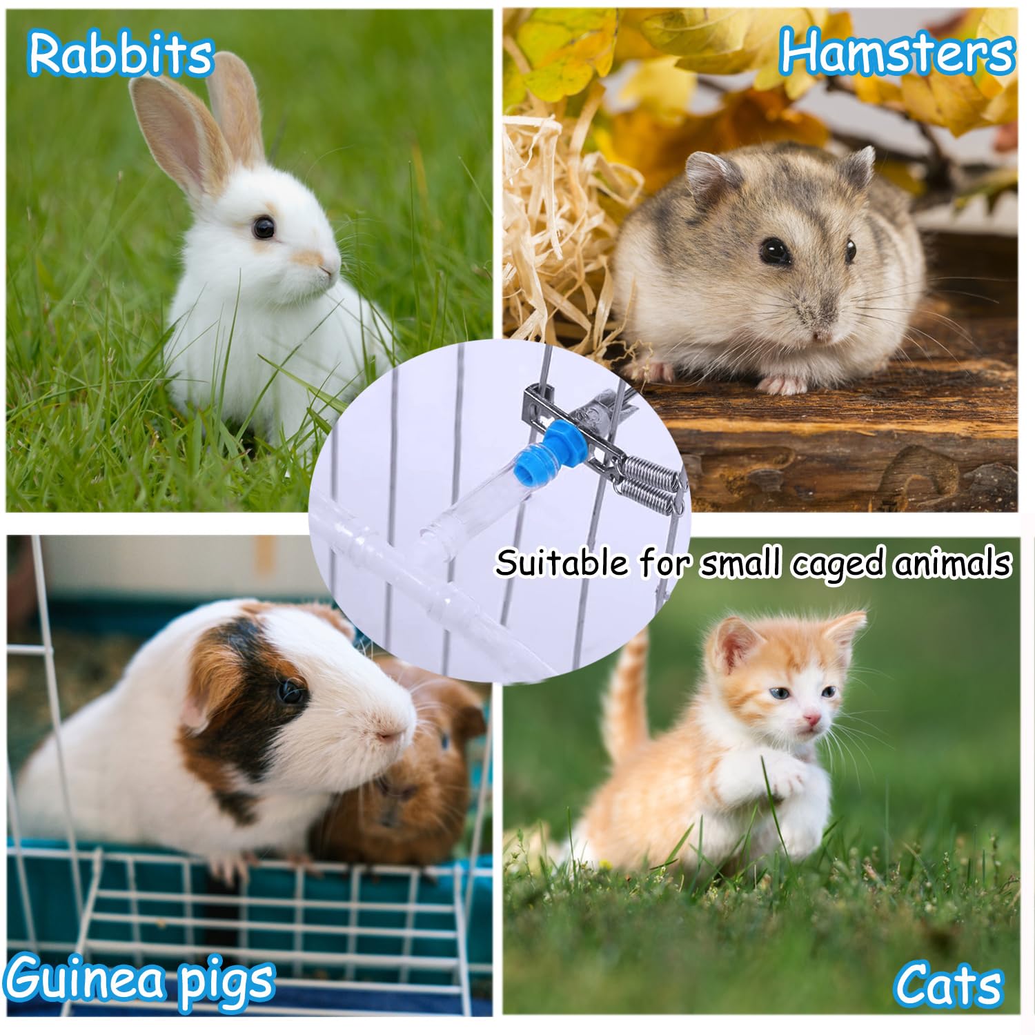 Automatic Rabbit Watering System Kit Include 15 Nipple Drinker Feeders, 20ft Hose, Watering System Bucket Connector, Hole Opener, 6 Spring Latches for Rabbit Cage Doors