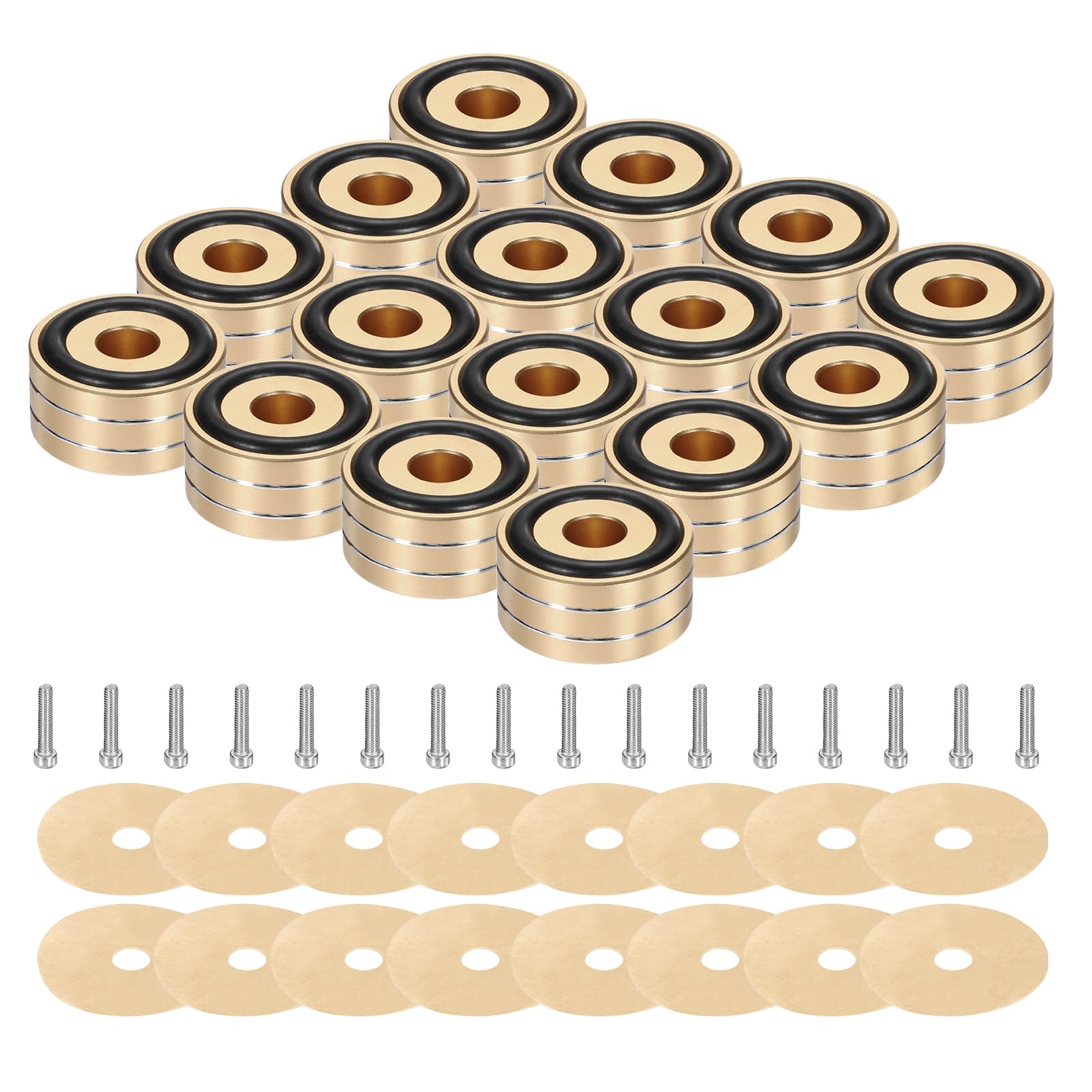 QUARKZMAN 16 Pz Pad di Isolamento per Subwoofer, 40x20mm Pad di Isolamento per Altoparlanti Piedini Spike per Altoparlanti Tornio Monitor Audio Pad di Isolamento, Viti M4 Oro