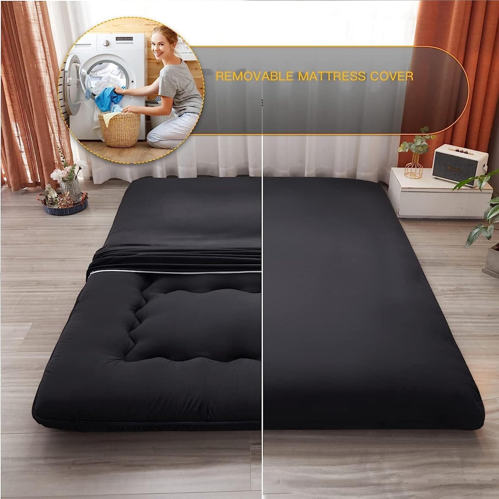 Japanischer Futon, Japanische Bodenmatratze, Futon-Matratze, Faltbarer Futon, 2 Personen, 2 Plätze, 1 Platz, Japanische Bodenmatratze, Japanischer Boden-Futon(100x200cm)