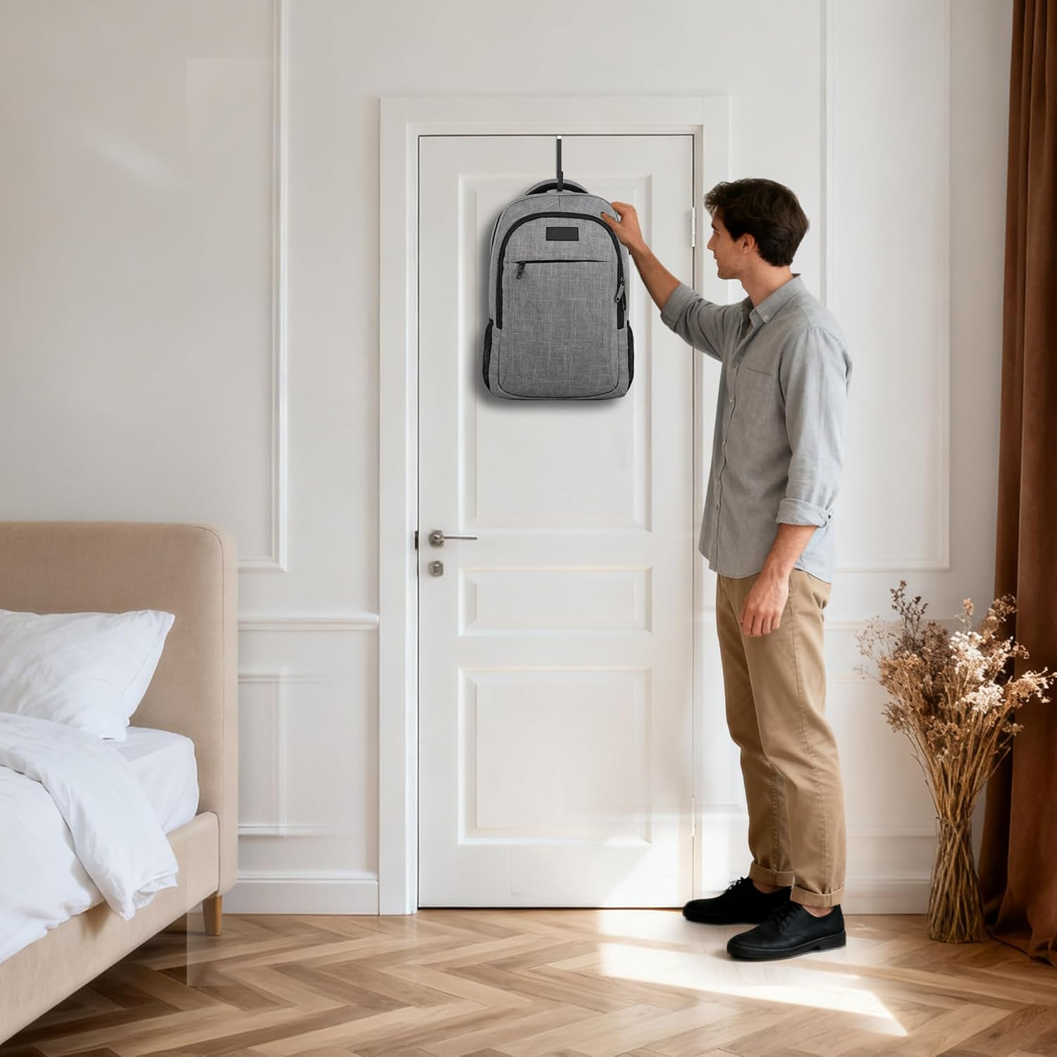 Over The Door Metal Hooks with Plastic Coating 5.5 Fit 0.5 to 1 3/8 Door 4 Pcs Heavy Duty Single Towel Robe Rack Wreath Bathroom Shower Hanger Shoe Organizer Ironing Board Short Black