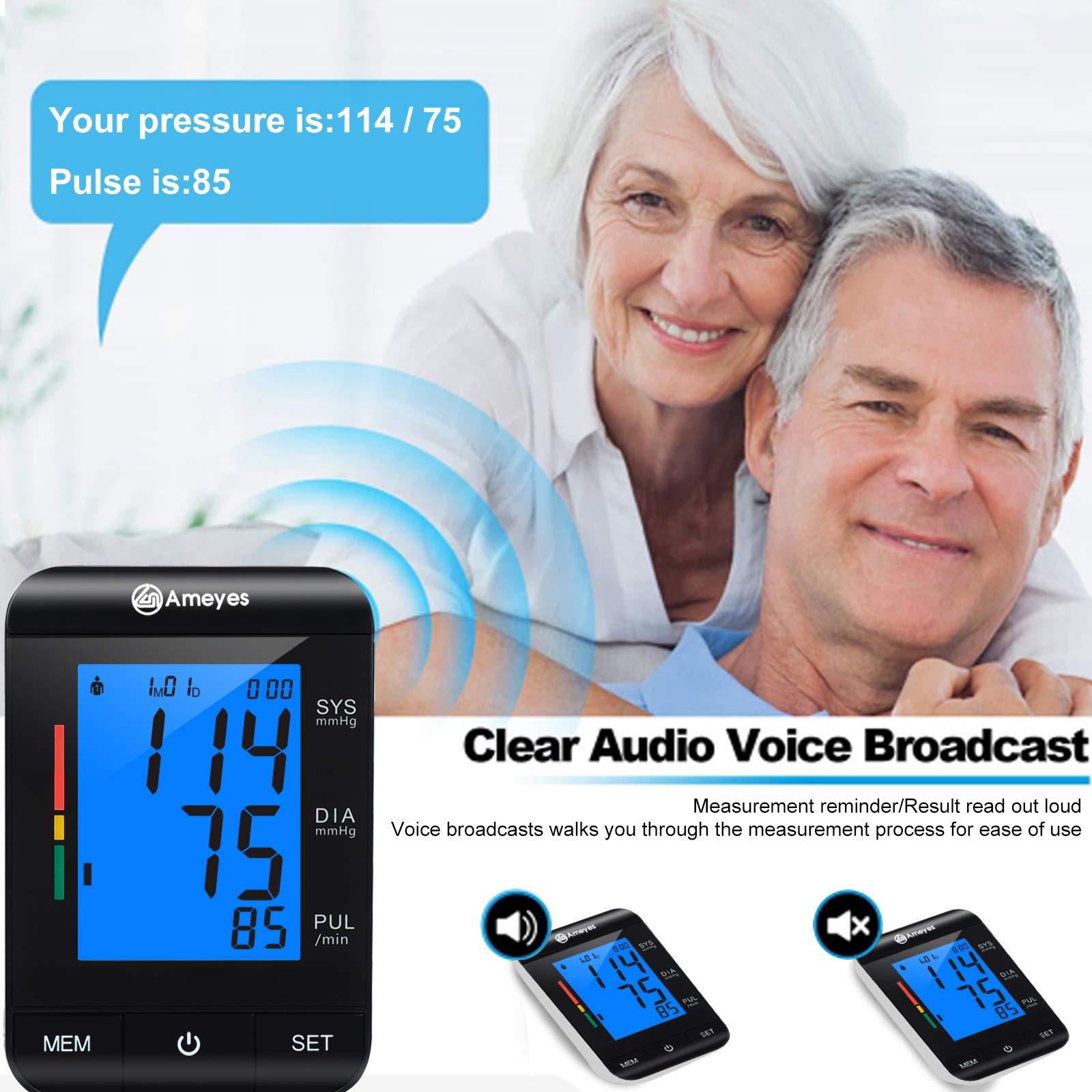 Ameyes Blood Pressure Monitor Upper Arm Blood Pressure Cuffs for Home