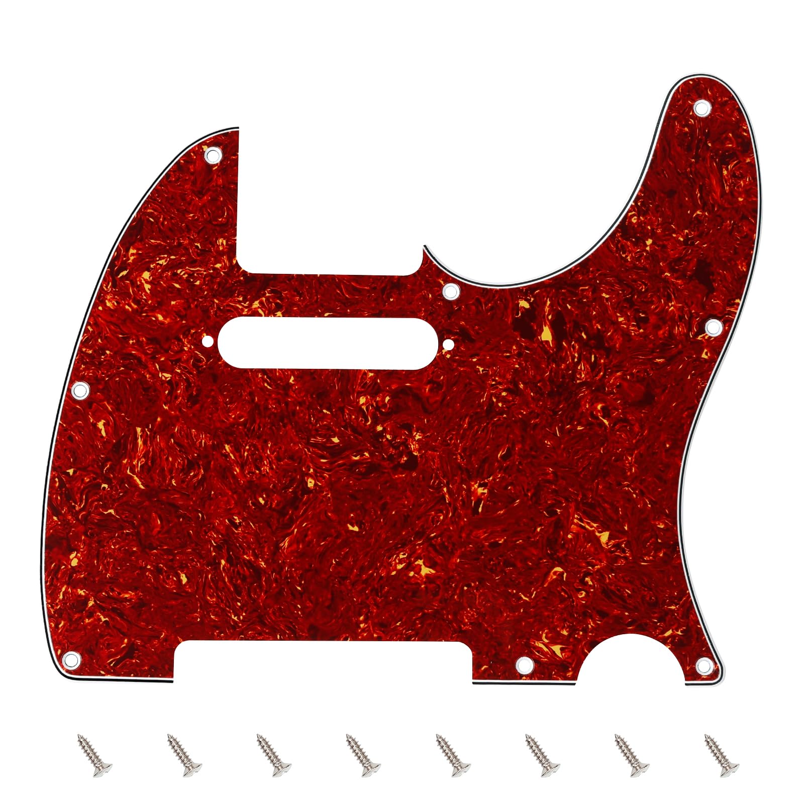 Banworks 4 Ply Tele Pickguard 8-Hole Electric Guitar Pickguard Scratch Plate for USA/Mexican Fender Modern Style Standard Tele Telecaster JT/HB-03 Brown Tortoiseshell