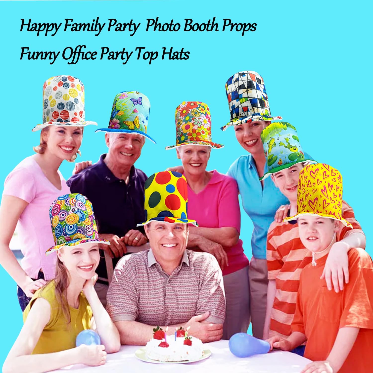 6 Assorted Pattern Funny Party Top Hats - Novelty Crazy Hats - Dress Up Costume Hats - Photo Booth Props for Adults Teen - Image 5