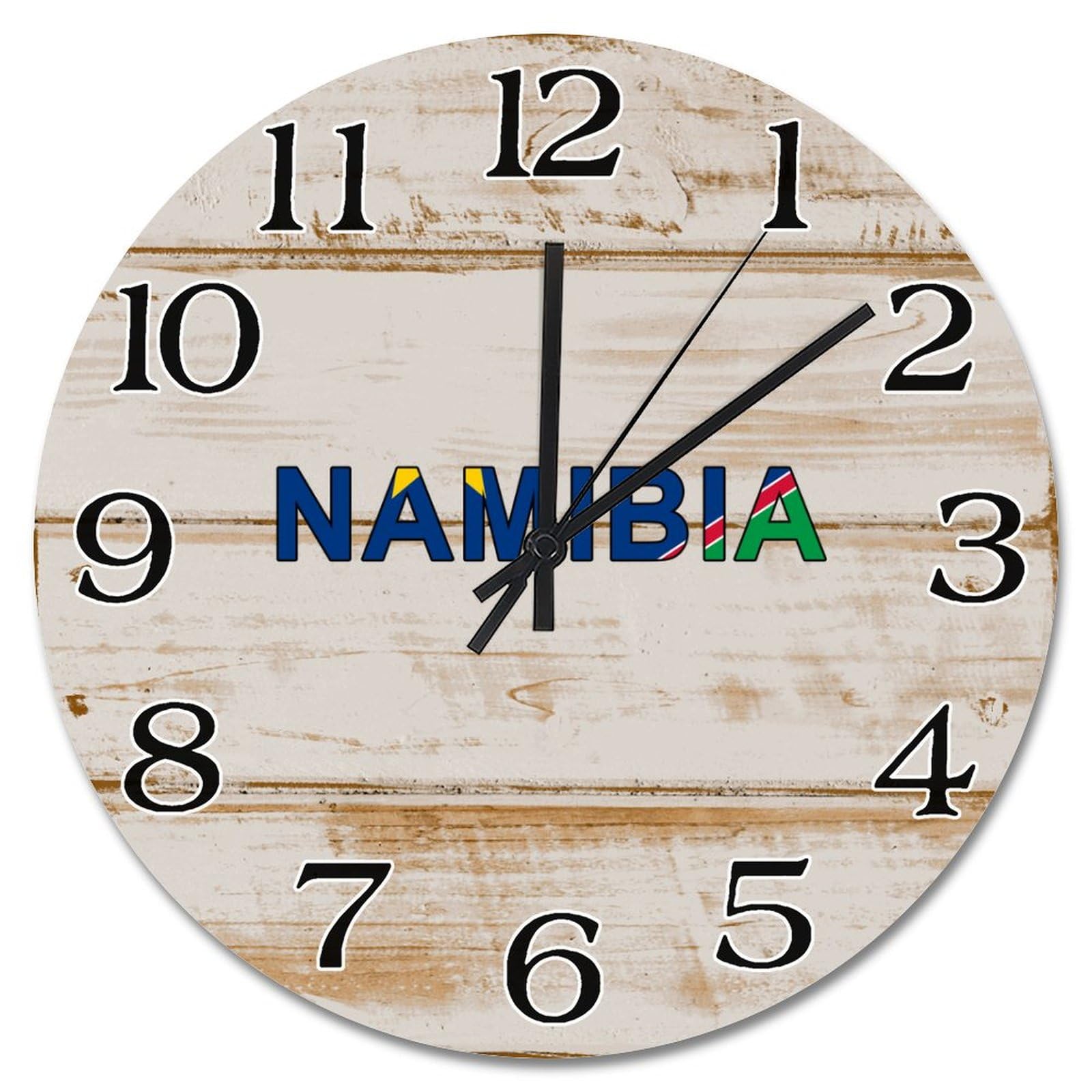 Horloge murale en bois Namibie vintage de 30 cm silencieuse pour salon