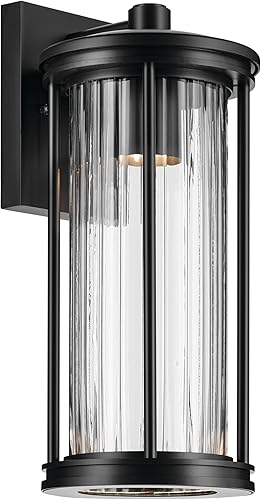 Miniatura 6 de Kichler Barras - Lámpara de pared para exteriores de 11.5 pulgadas, con cristal transparente y acanalado, color negro