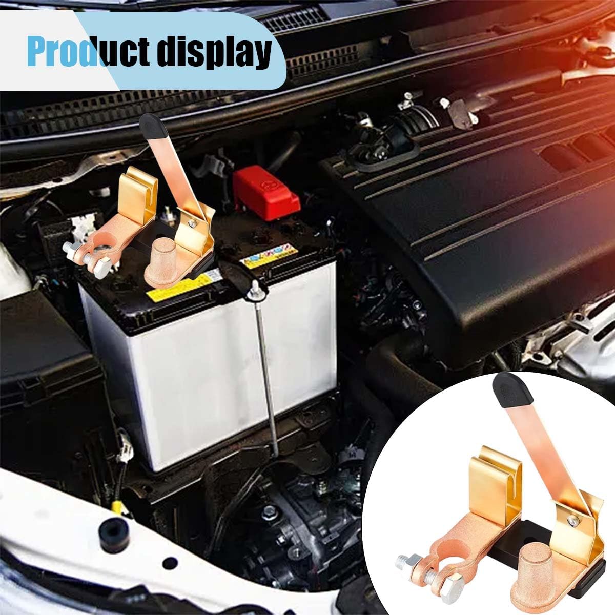 Car Top Post Battery Power Blade Battery Master Switch, 12V 24V Knife Cut Off Shut Off Switch Kit, Negative Post Battery Disconnect Switch Isolator for Car Boat RV SUV Motorcycle Truck (Vertical)