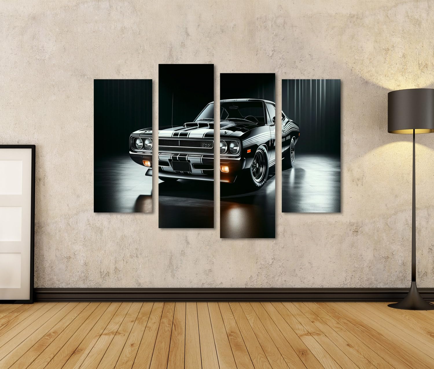 islandburner Imagen sobre lienzo Representación detallada de un coche antiguo Muscle Cars con un diseño elegante como Mustang Shelby cuadros murales póster