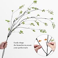 Vista 4 de Sherika 4 ramas de ficus artificiales, tallos de eucalipto sintético para jarrón, tallos de vegetación falsa de 47.2 pulgadas, planta artificial