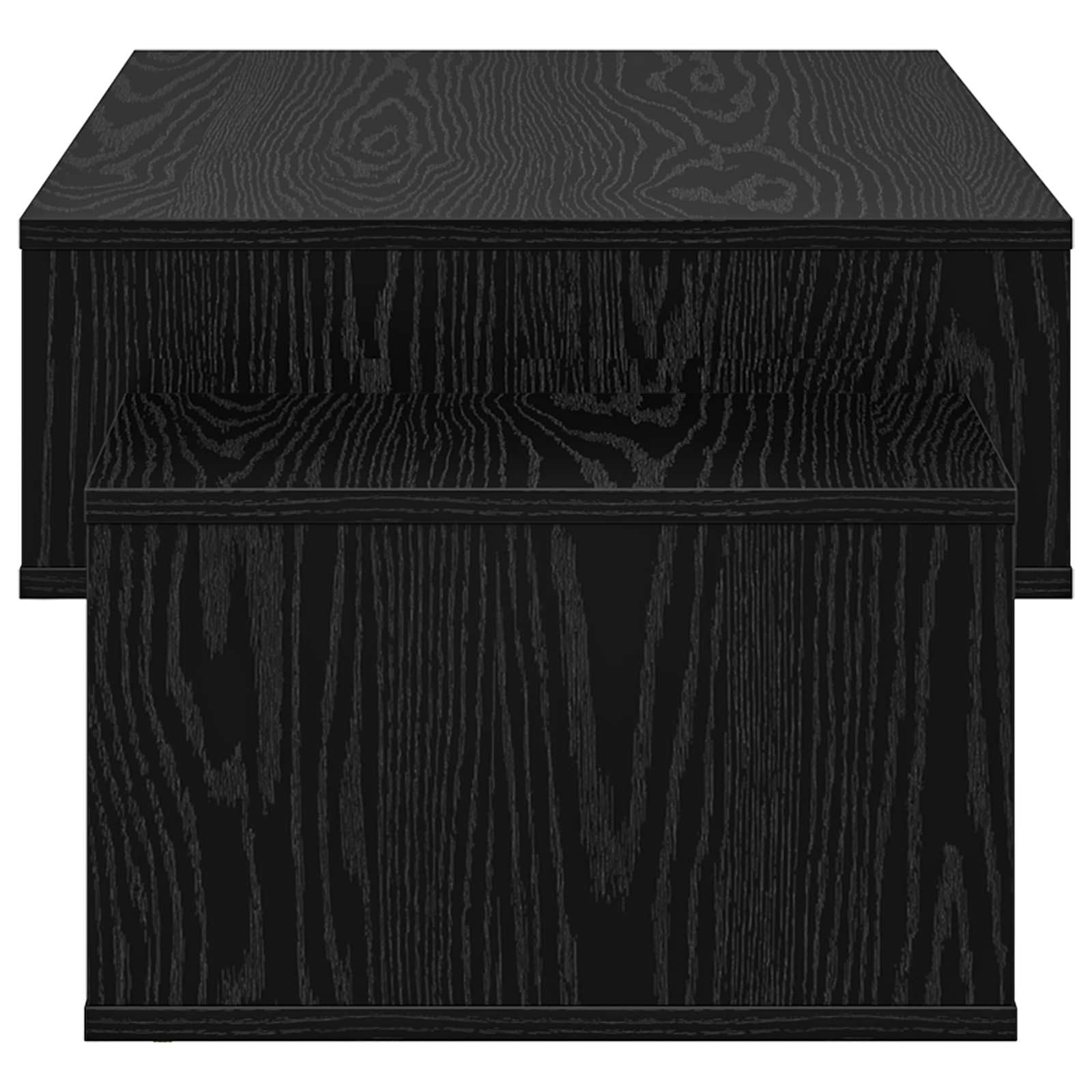 Mesa de centro de roble negro 105 x 50 x 32,5 cm de material de madera con 3 estantes, moderna mesa de centro de mesa lateral para salón, pequeña mesa de salón para sofá, balcón, dormitorio