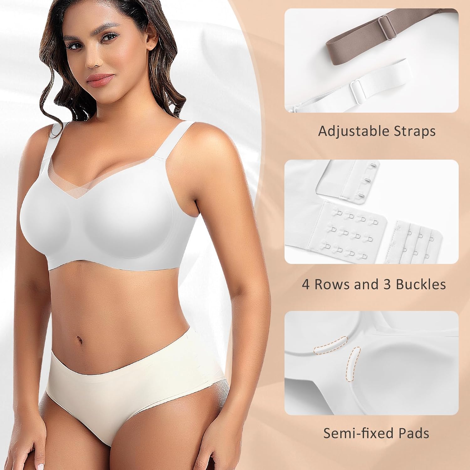 Wireless Bras for Women Mesh Crossover Bras Seamless Full Coverage No Underwire Comfortable Supportive Everyday Bra - Image 4