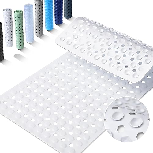 Miniatura 12 de Yimobra Alfombra de Bañera Antideslizante, 34.5"x15.5" Alfombra de Ducha Larga, Lavable a Máquina con Orificios de Drenaje y Ventosas, Suave para