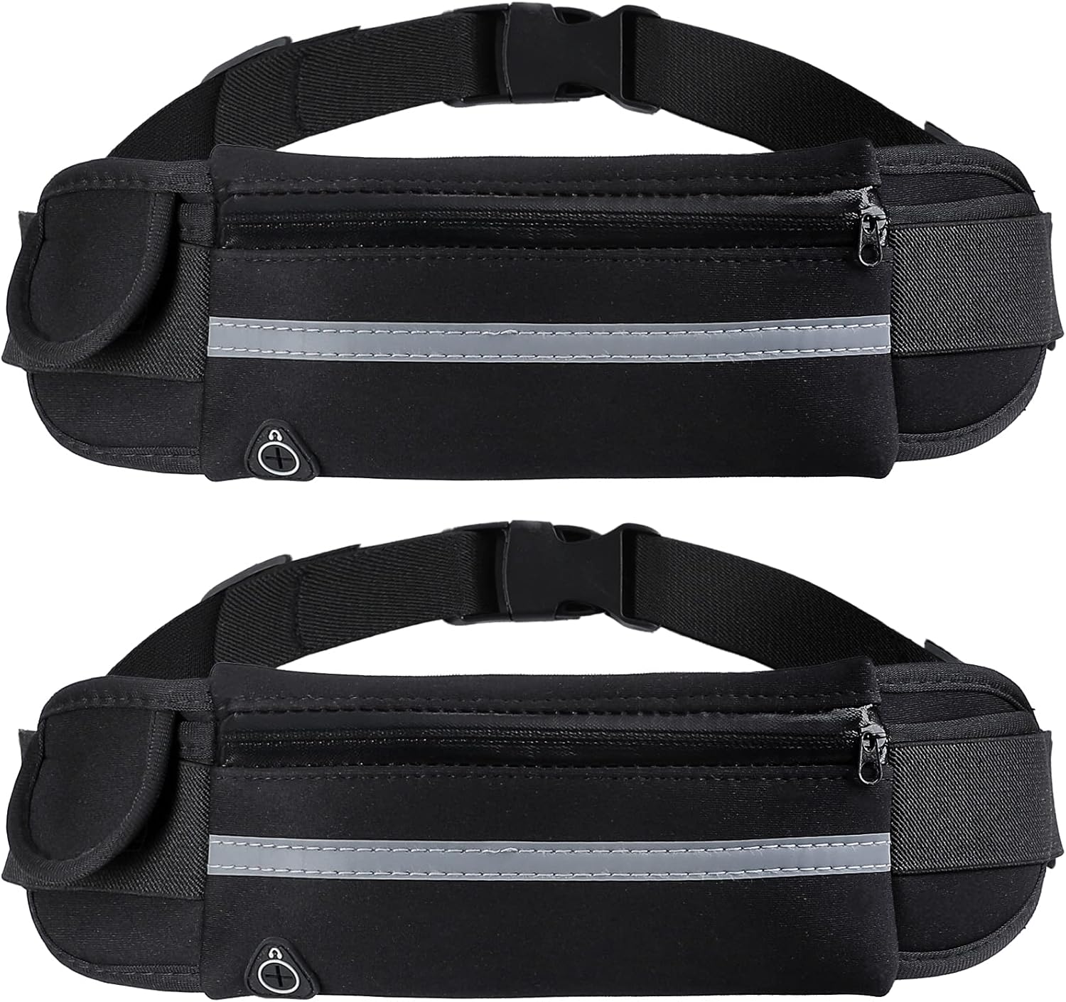 Running Belt Fanny Pack - 2 Pack Fanny Pack for Men & Women, Water Resistant Running Belts Waist Pack with Headphone Hole, Adjustable Running Phone Holder for Running Hiking Walking Traveling, Black : Sports & Outdoors