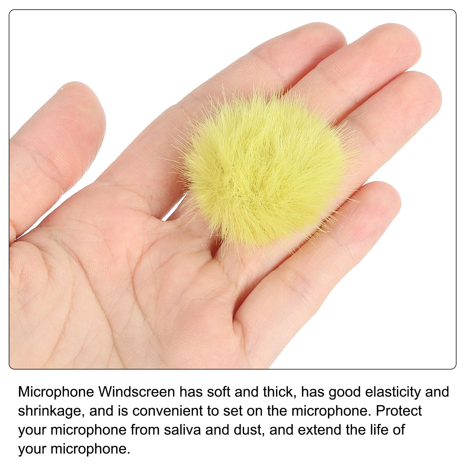 PATIKIL Furry Microphone Windscreen 5mm x 55mm Mic Cover Windshield for Indoor Outdoor Microphone Yellow 2 Pack - Image 4
