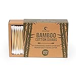 Bamboo Cotton Swabs 200 Count | Compostable & Pure Cotton Buds | Double Tipped Sticks | Made with Plant-Sourced Materials | Perfect for Makeup & Nail Applications, Arts & Crafts, Removing Dust & Dirt