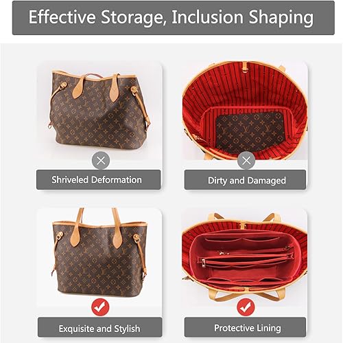 Miniatura 6 de Lmeison Organizador de bolso, organizador de bolso en bolsa, organizador de tela de fieltro, 3 tamaños para Speedy Neverfull, café claro-01, M