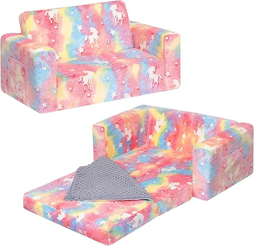 Miniatura 14 de ALIMORDEN 2 en 1 sofá abatible con Sherpa para niños, sofá convertible a tumbona, gris