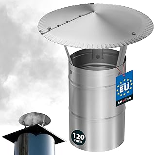 KOTARBAU® Schornsteinabdeckung Edelstahl - ø 120 mm - Kaminhaube - Schornstein Regenhaube - Kaminabdeckung - Schornsteinhaube - Kaminaufsatz - Rostfrei - Edelstahl - Inox