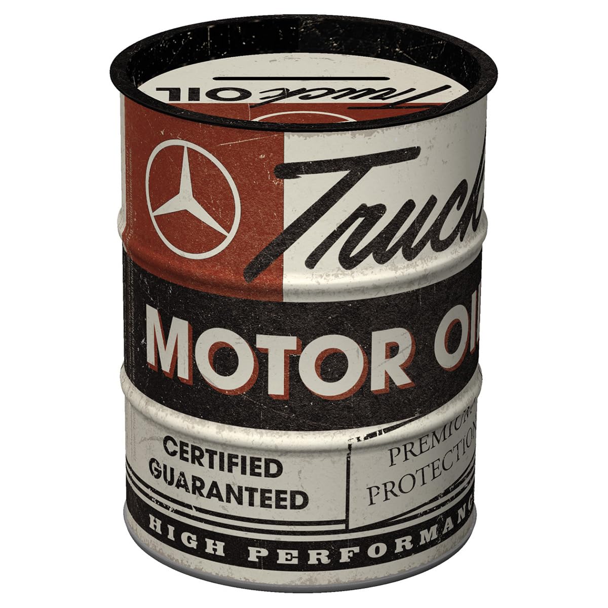 Nostalgic-Art Vintage Design Retro Money Box, 600 Ml, Daimler Truck – Motor Oil – Gift Idea For Trucker, Metal Piggy Bank,