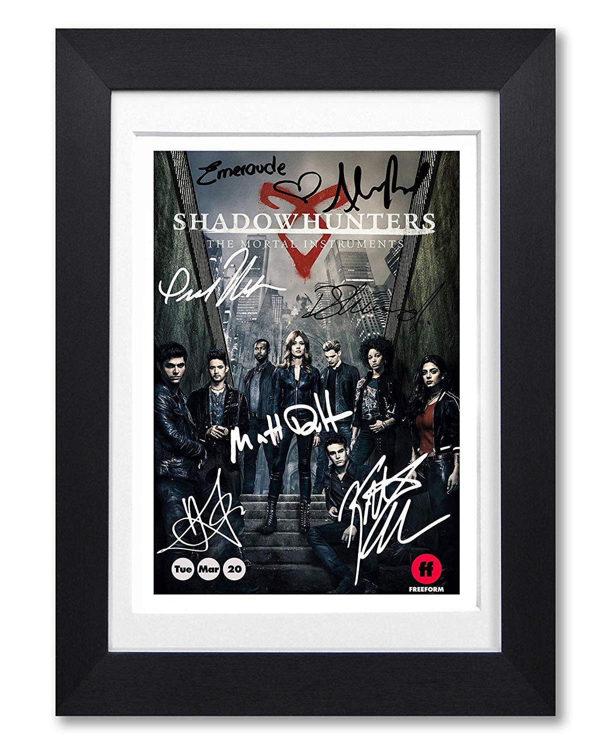 Mounted Gifts Black Shadowhunters Cast Signed Autograph Autographed A4 Poster Photo Print Picture Tv Netflix Show Series Season Framed Dvd Boxset Memorabilia Gift ( Framed & Mounted)