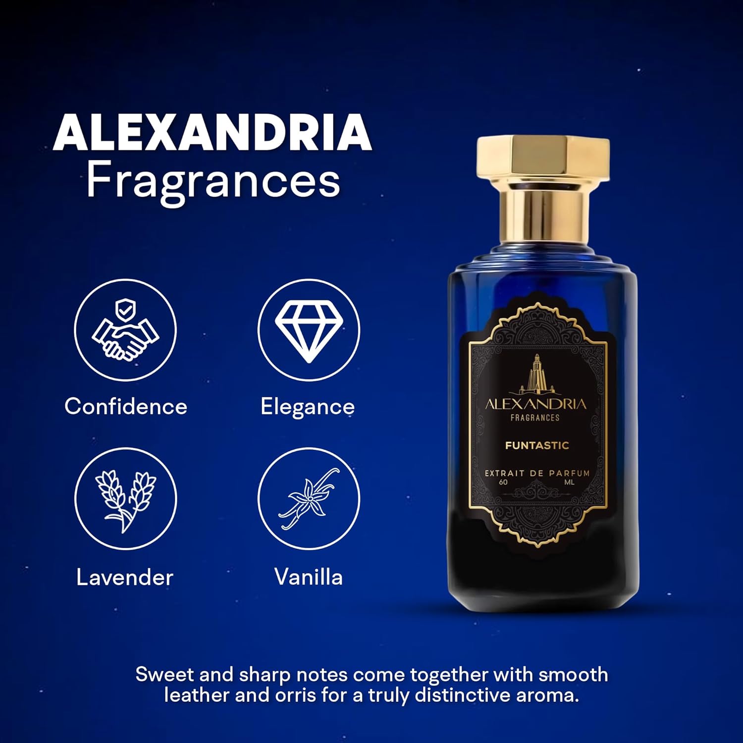 Alexandria Fragrances Funtastic Perfume - Premium Unisex Eau de Parfum with Lavender, Bitter Almond & Vanilla - Fragrance with Leather Accord & Orris Root – Men’s Cologne for Every Occasion - 60ml