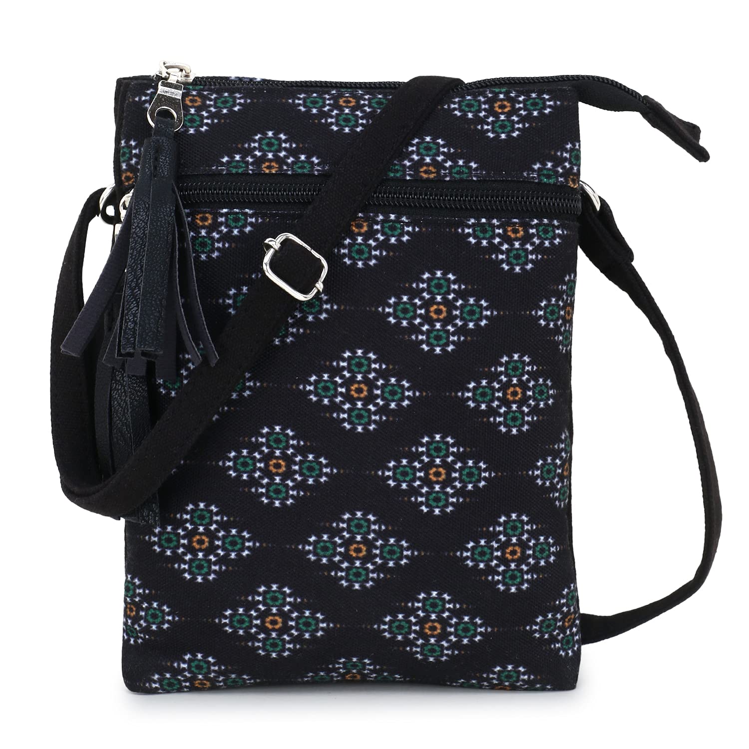 Anekaant Black & Multi Canvas Ethnic Motifs Sling Bag (B094JXD5FB) Amazon Price History, Amazon Price Tracker