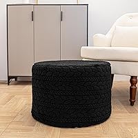 Vista 25 de Puf otomano redondo de felpa – Reposapiés otomano ultrasuave con relleno de espuma de alta densidad, 20 x 14 pulgadas, puf multifuncional para sala