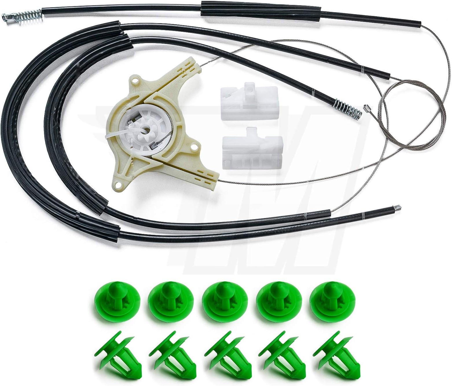 1 x window regulator repair kit + 10 clips, front right, 6397200546.