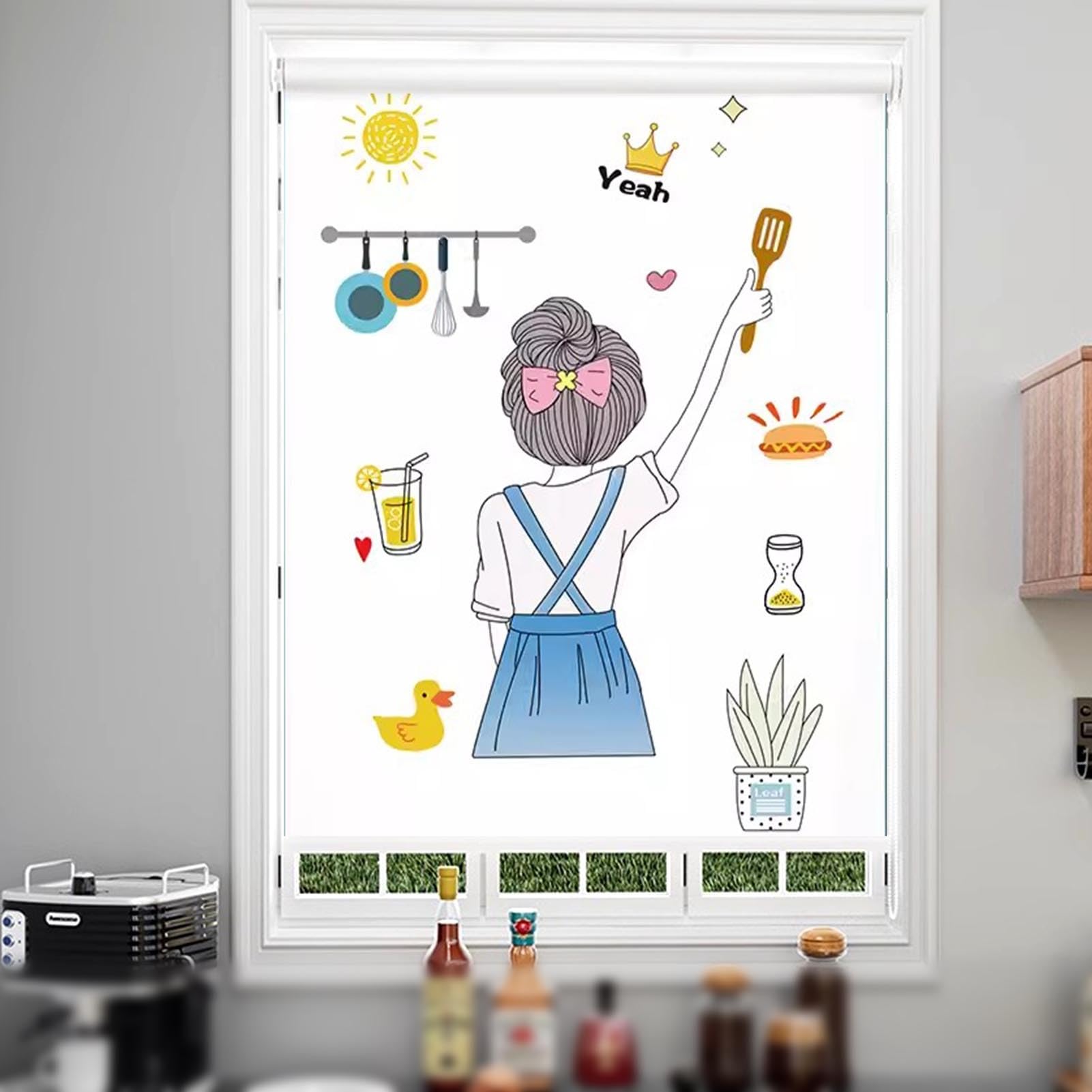 Roller Blinds Waterproof Roller Blinds for Window, Total Blackout Window Shade with Thermal Insulated, Kitchen Sun Blocking Roller Shades, Customizable Size (Color : W x h, Size : 90cmx140cm/35.4inx