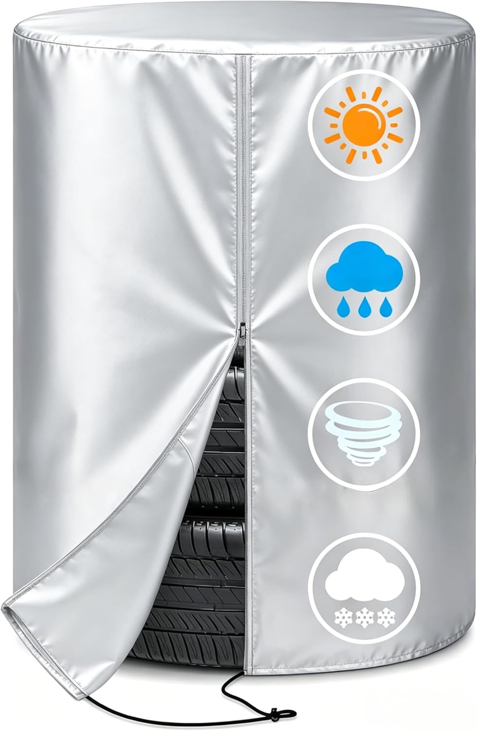 4 Tire Storage Cover, Heavy Duty Waterproof Fade Resistant Wheel Protector for RV Trailer Camper Truck SUV, Universal Seasonal Tire Storage Bag, Fits 37 Inch Diameter Tires