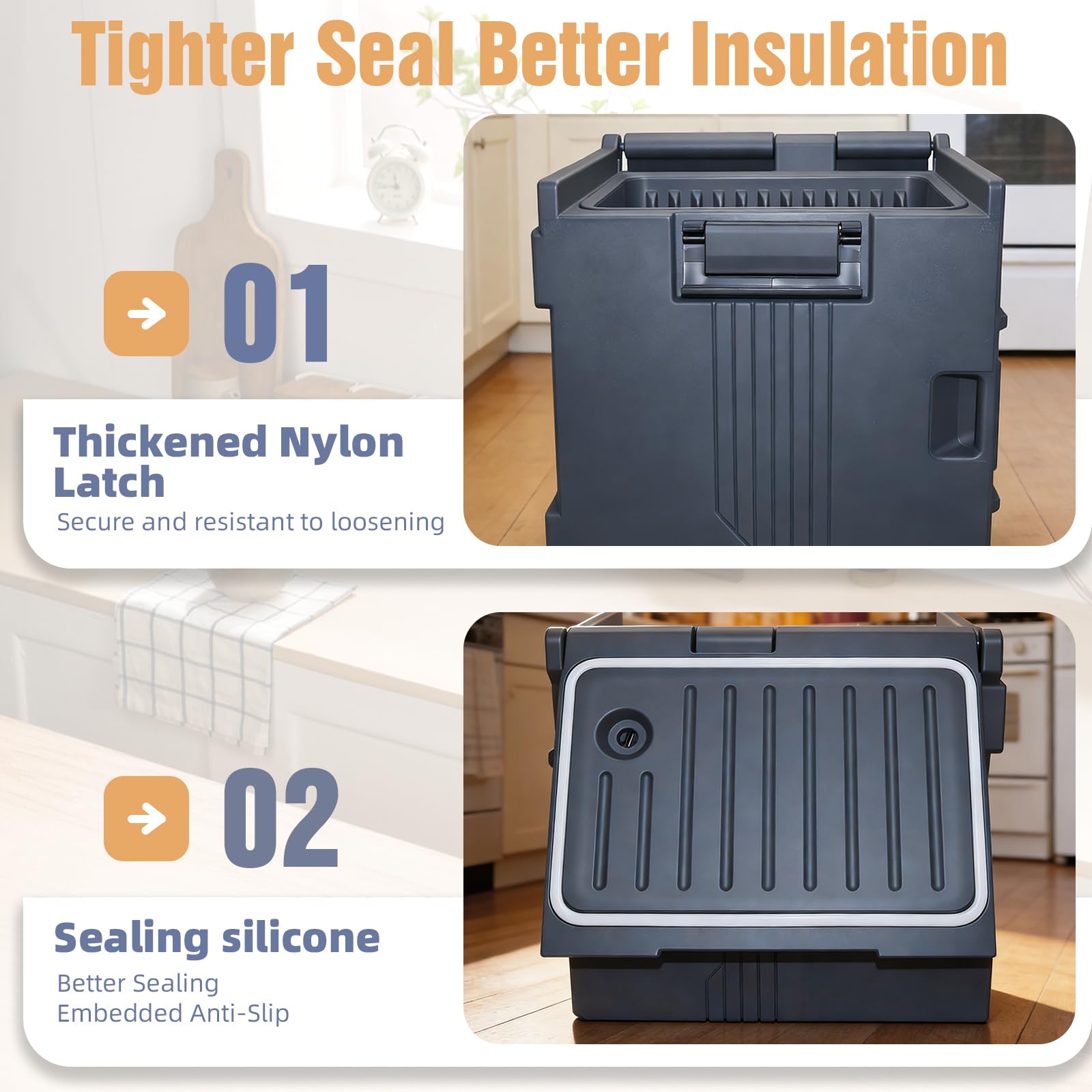 Contenitore termico per alimenti da 95 QT, scatola termica non elettrica per feste a buffet, contiene sei padelle da 6,3 cm, ritenzione del calore per 6 ore, caricamento frontale e impilabile