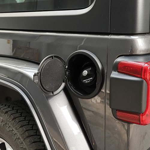 Miniatura 5 de JeCar Cubierta de tanque de gasolina de aleación de aluminio, cubierta de puerta de llenado de combustible compatible con Jeep Wrangler 2018-2024 JL